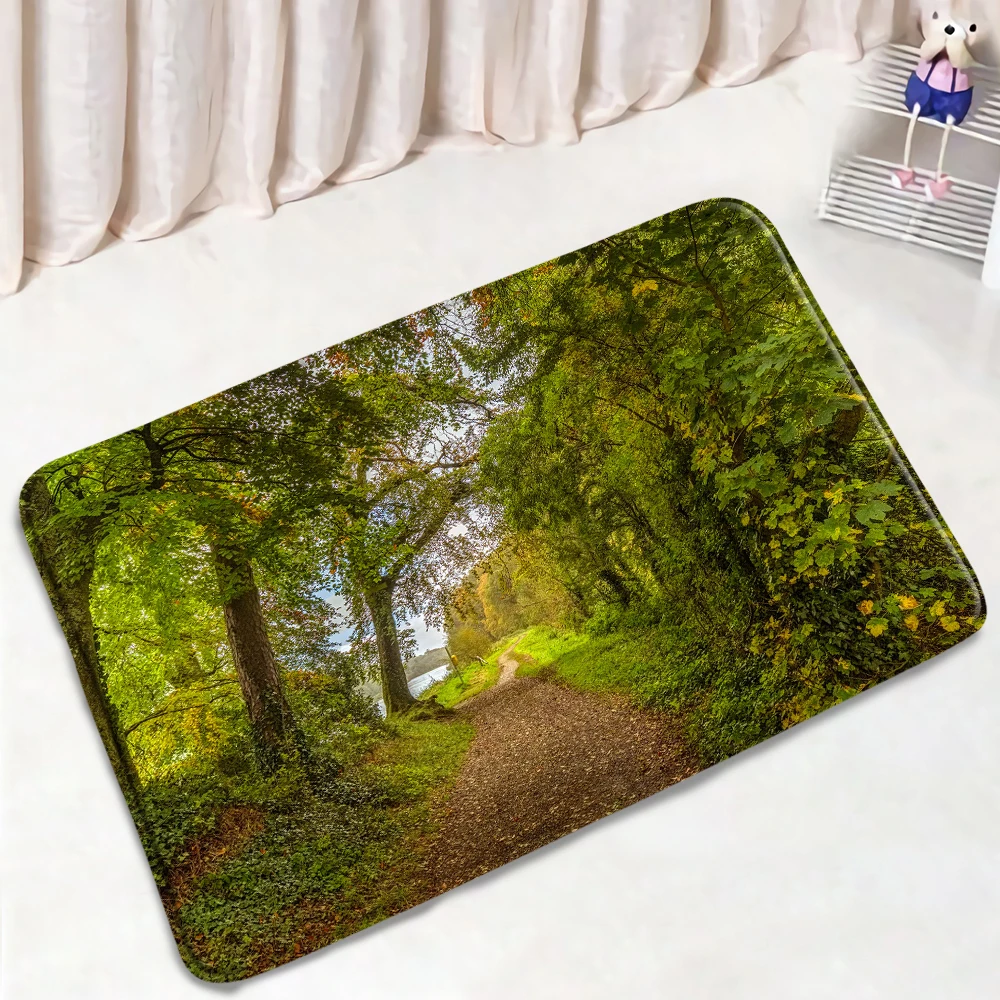 Набор занавесок для душа с изображением лесного пейзажа шторы принтом зеленого