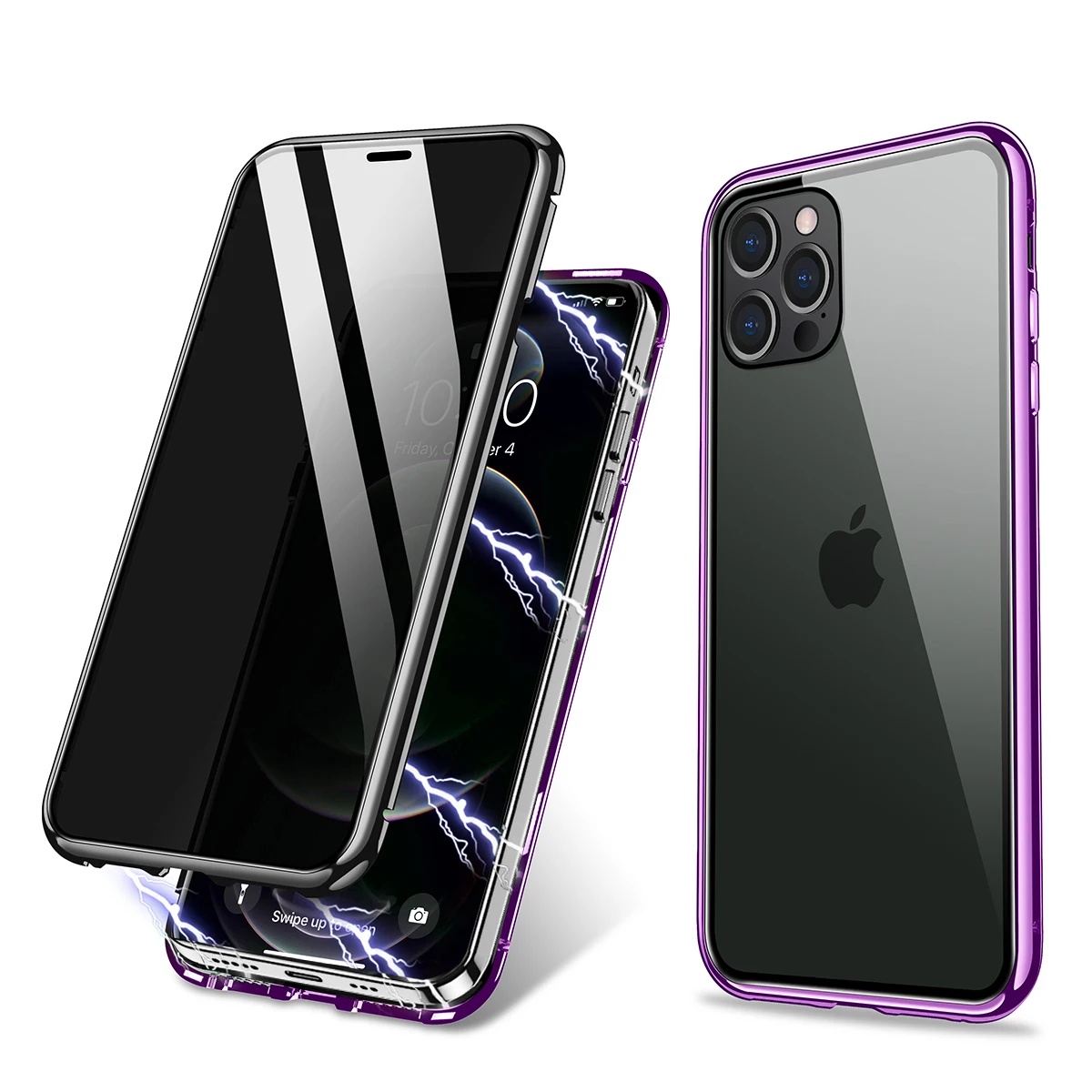 

Magnetic Phone Case Anti-Peeping Glass For iPhone 12 Mini Pro max Screen Protector Curved Tempered Glass Case