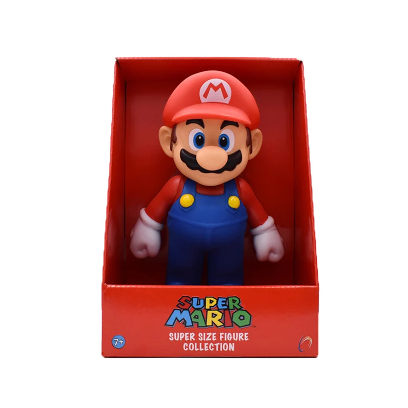 7 видов стилей горячие игрушки 22 см Super Mario Bros Фигура Йоши Персик Принцесса жаба ПВХ фигурка подарок для детей Марио Луиджи - Цвет: Mario with box