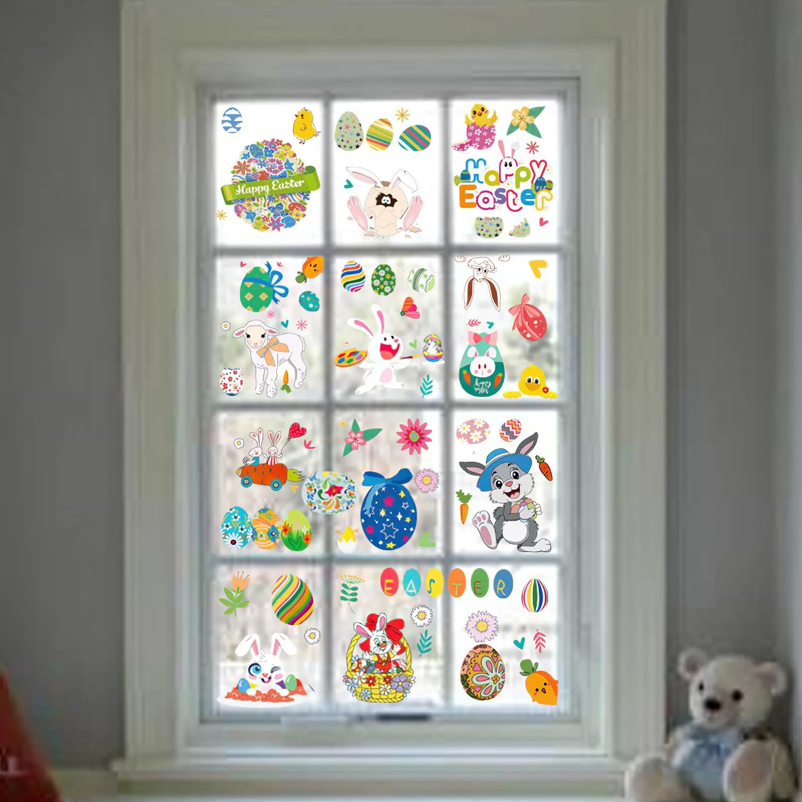 

Easter Window Stickers toy Bunny Egg Carrot Sticker Decal Happy Easter Decor for Home Rabbit Festival Glass Stickers home Decor
