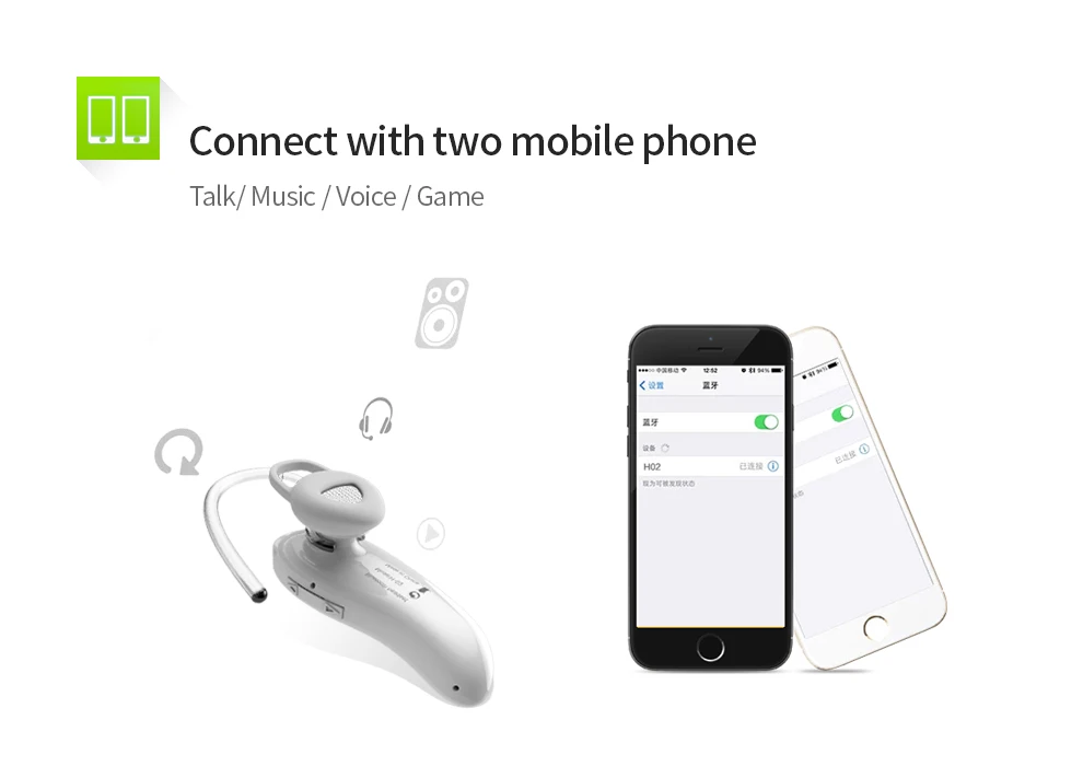 JOWAY H02 Беспроводная гарнитура Bluetooth с шумоподавлением, модные деловые bluetooth наушники, беспроводные для мобильного телефона