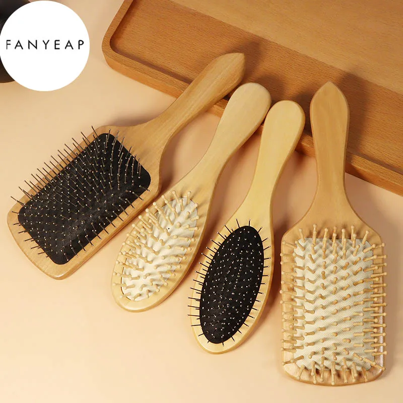 Деревянная расческа профессиональная Массажная щетка для выпадения волос с