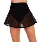Женская Сексуальная мини-юбка, сетчатая Пляжная накидка, однотонная прозрачная короткая юбка с высокой талией, накидка на бикини, летняя пляжная одежда