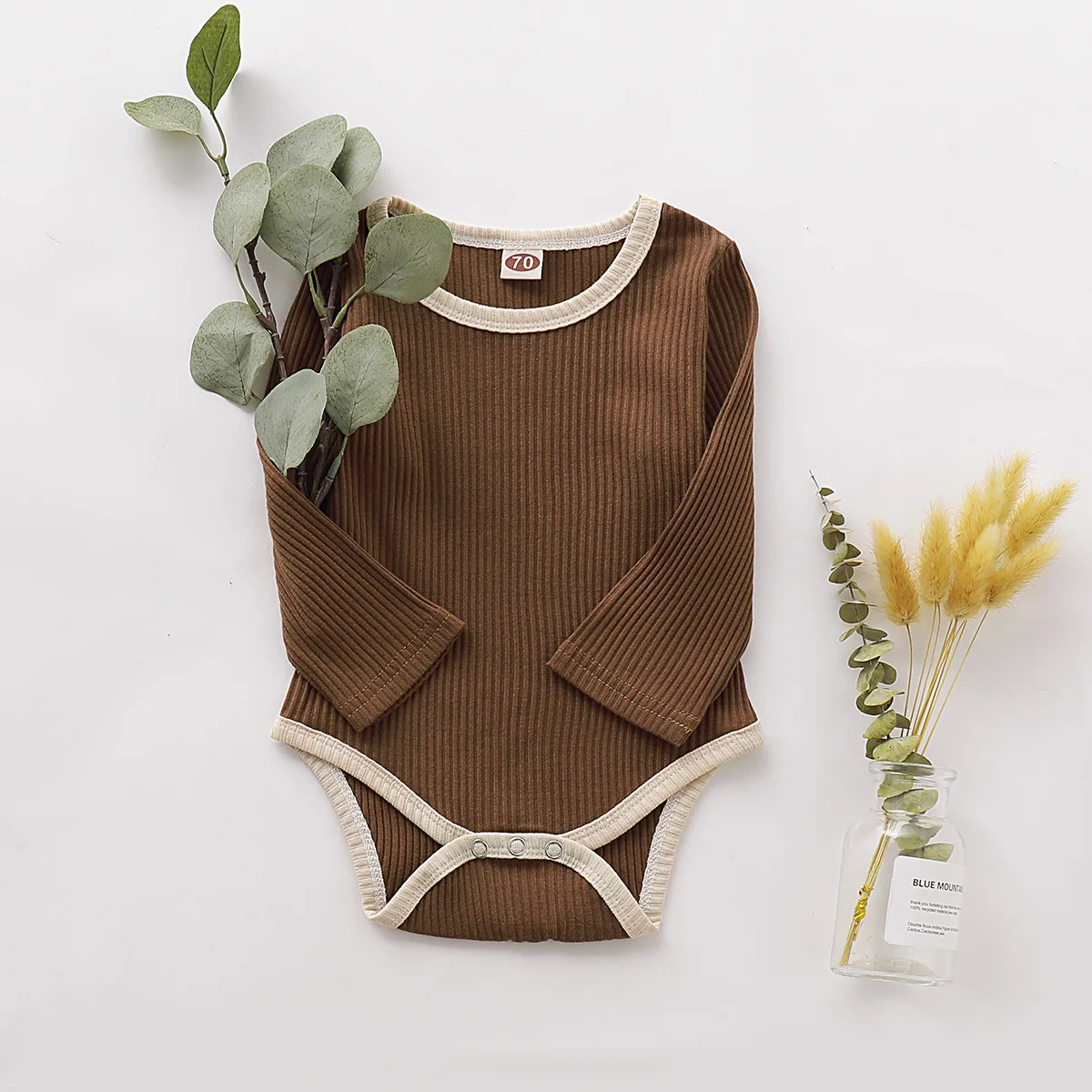 Боди для новорожденных девочек и мальчиков Вязаный комбинезон с длинными