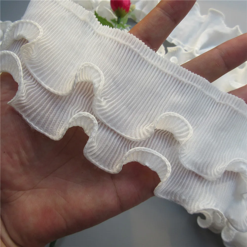 7 см в ширину 2-х слойный эластичный платье из гофрированного шифона с кружевными