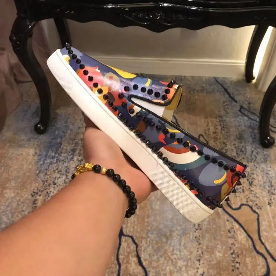 Мужские лоферы на плоской подошве Роскошные дизайнерские кожаные туфли с шипами