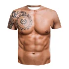 Футболка мужская с коротким рукавом, смешная Татуировка мышц АБС-пластика, 6 шт.упаковка, крутая уличная одежда, искусственная футболка с 3D принтом, Прямая поставка
