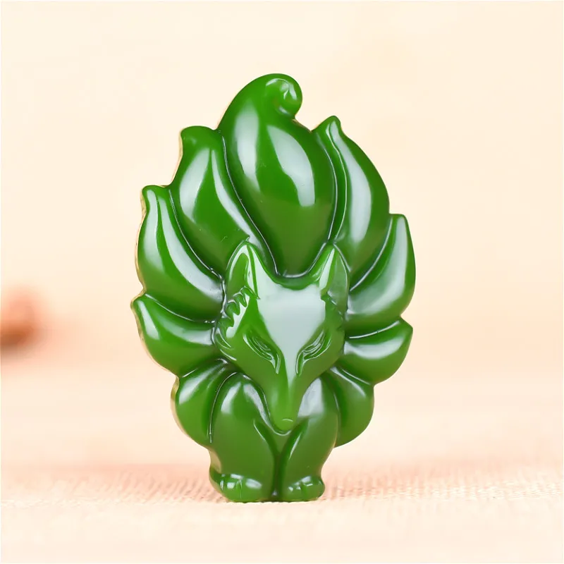 

Китайская зеленая нефритовая подвеска в виде лисы, ожерелье ручной работы, очаровательные натуральные ювелирные изделия, модный амулет для...