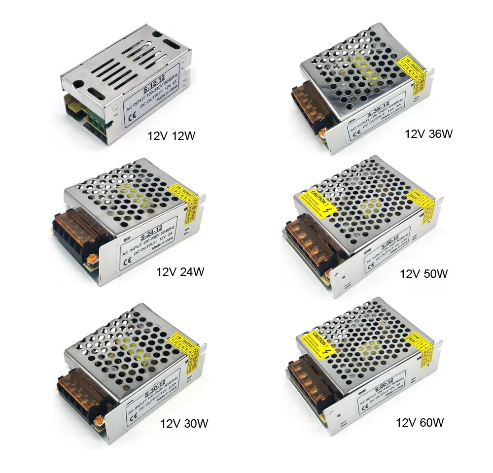 Переключение Питание DC 12V 10A 15A 20A 30A 40A 50A 60A 100W 120W 150W 200W 240W 350W 500W 600W 720W 800W 1000W Мощность адаптер