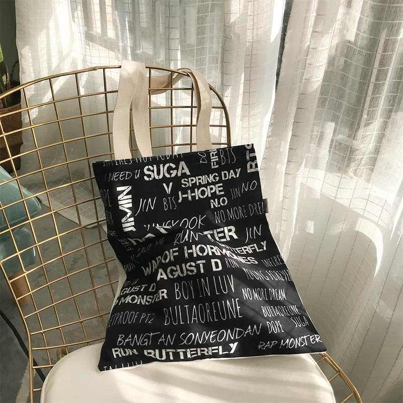 

Bangtan Boys Peripheral Handbag 30X35 Student Letter Art Travel Tutoring Bags