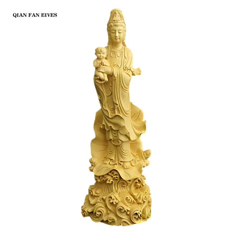 

Solid wood carving Guanyin Buddha, Modern Sculpture Art, Home decoration Statue, High Quality Finely Carved Guanyin 20cm