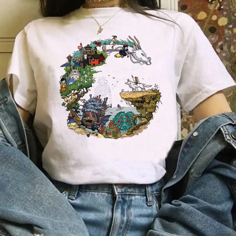 Женская футболка Del Fumetto di с изображением Тоторо Mille e Chihiro stampata Studio Ghibli Maglietta anime