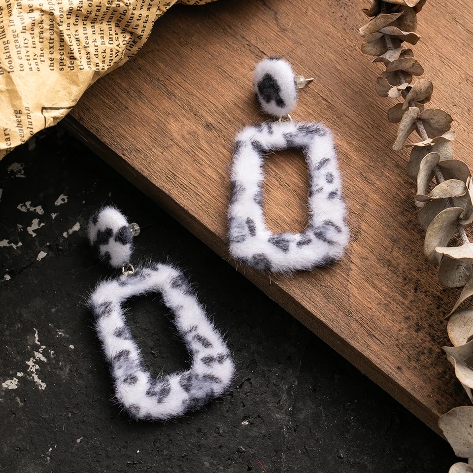 Женские винтажные бархатные леопардовые серьги в стиле бохо серьги-гвоздики с