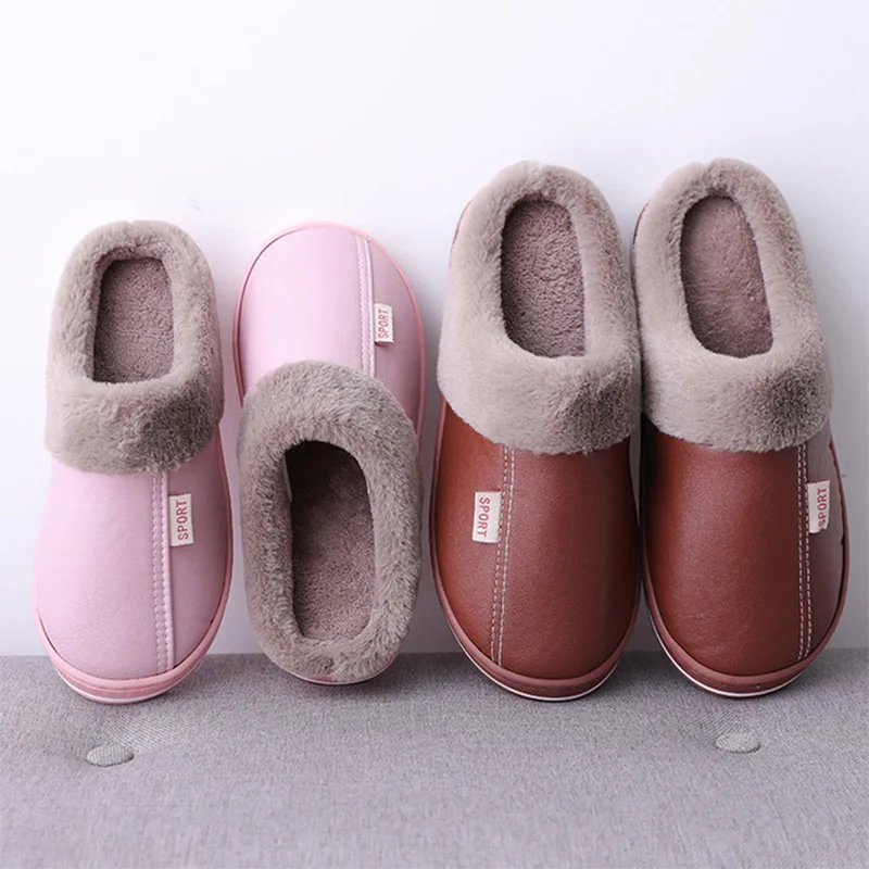 

Women's Home Slippers Plush Warm House Shoes for Women 2021 Non-slip Soft Winter Indoors Bedroom Couples Floor Slipper ZZ260