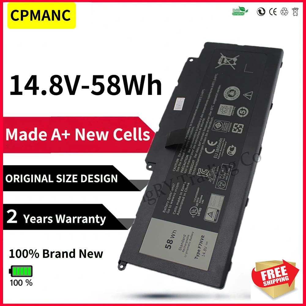 Аккумулятор CPMANC New 062VNH G4YJM T2T3J 4ICP5/67/90 F7HVR для ноутбука DELL Inspiron 15 7537 17 7737 14 8 V