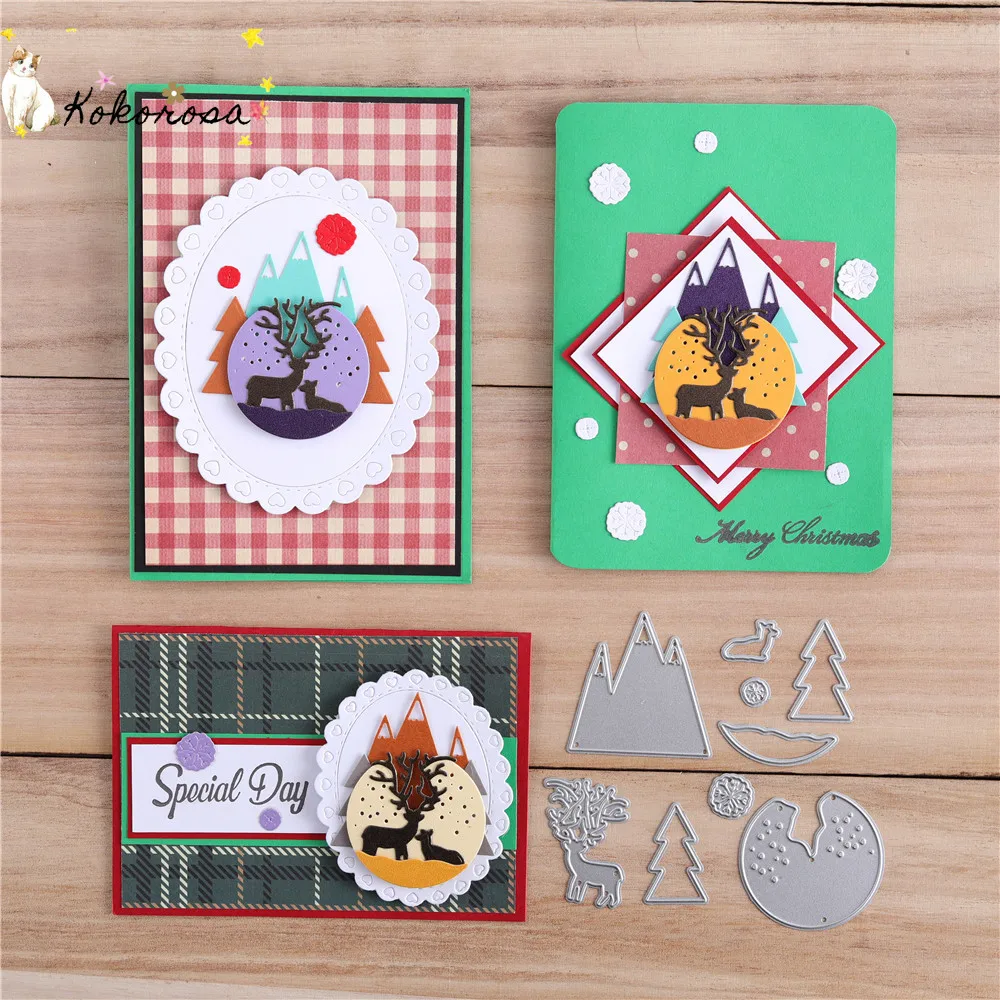 Kokorosa Рождество Лось и холмы металлические режущие штампы новинка 2020 для