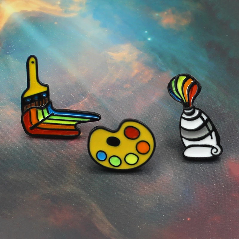 Палитра брошь эмаль Разноцветные броши значки унисекс Цветная кисть живопись