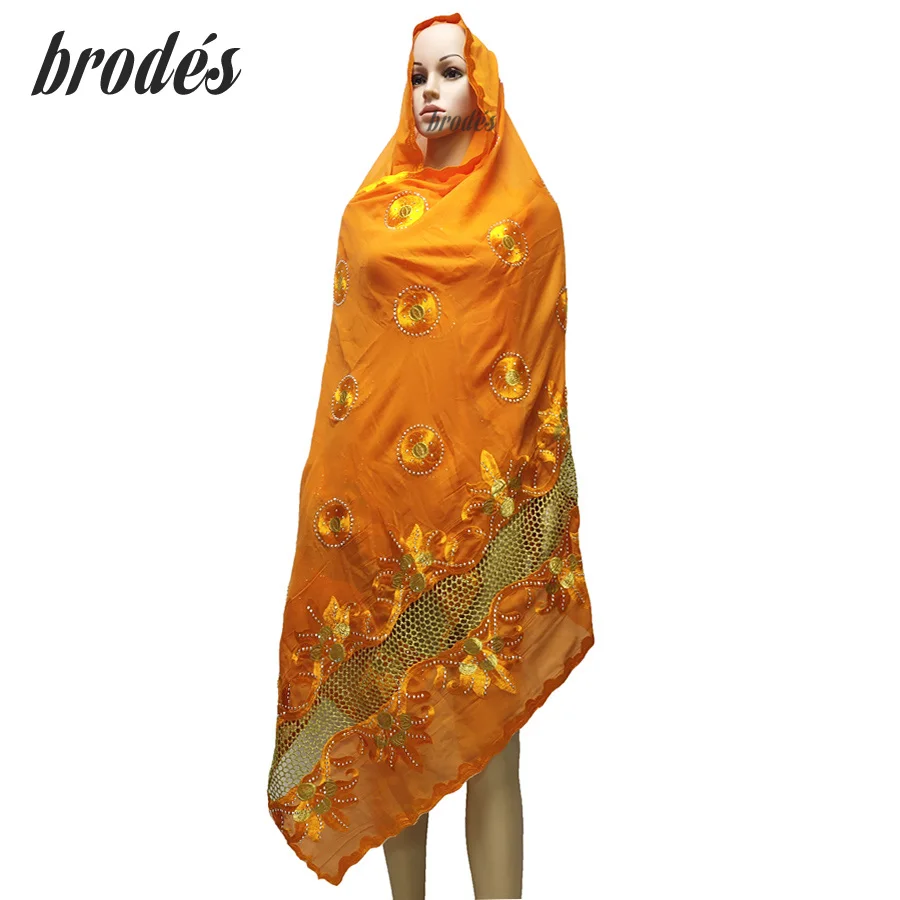 Новейшие африканские женские шарфы мусульманский шарф с вышивкой хлопковый