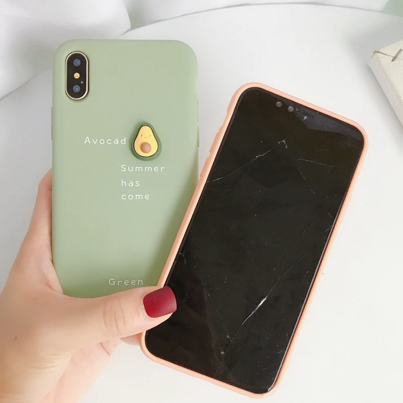 3D карамельный цвет авокадо Письмо Мягкий чехол для телефона iPhone 11 Pro XS MAX XR X