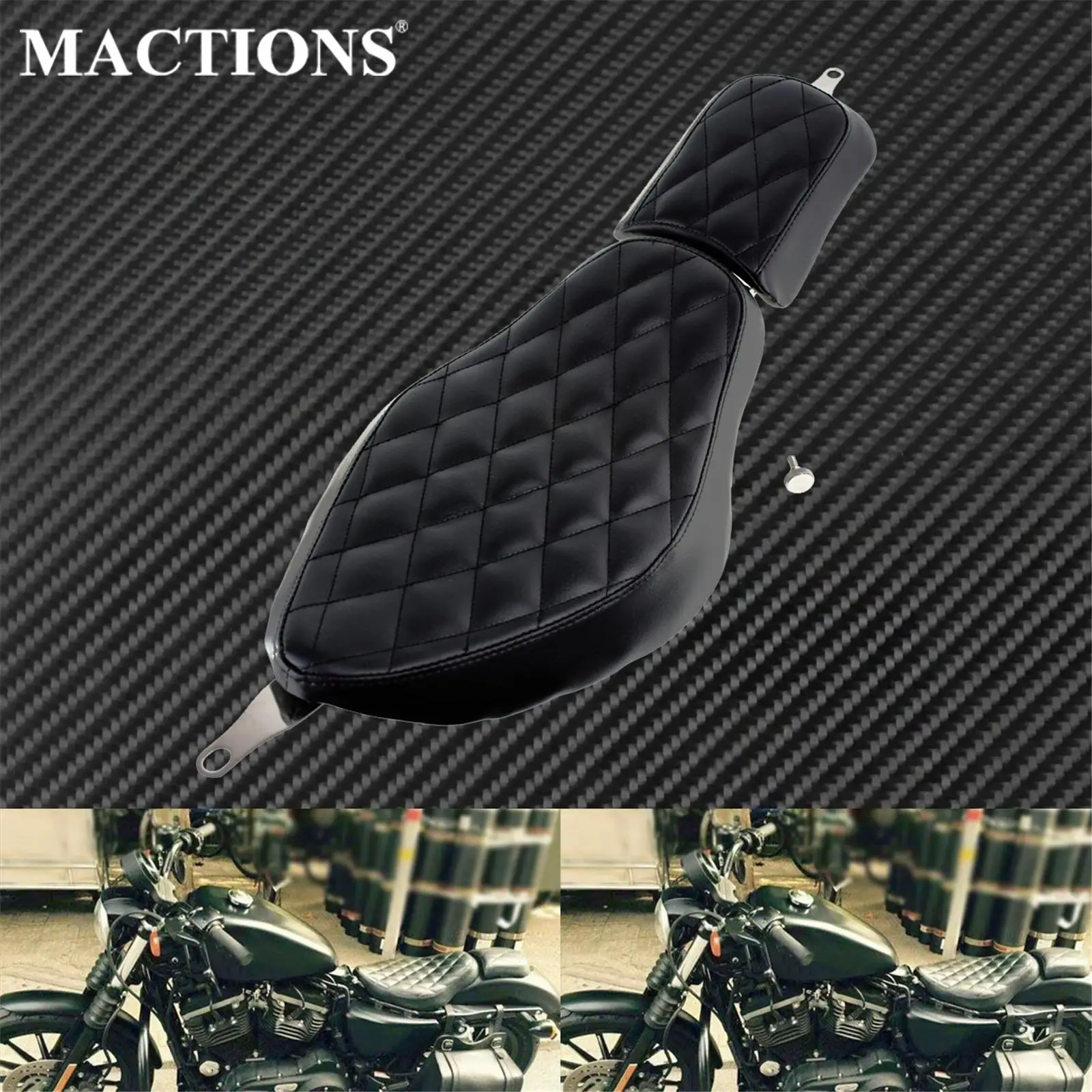 

Мотоциклетное Черное Кожаное алмазное переднее заднее сиденье водителя для Harley Sportster XL 883 1200 2004-2018 SuperLow Roadster