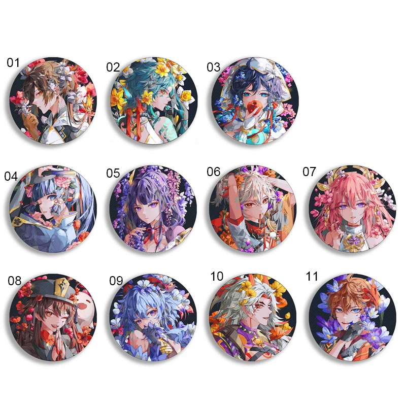 

Genshin Impact Chibi Badge Zhongli Xiao tataglia Kazuha Albedo Diluc Ganyu Qiqi Klee Cute Kawaii Pin Брошь на рюкзак декоративный подарок