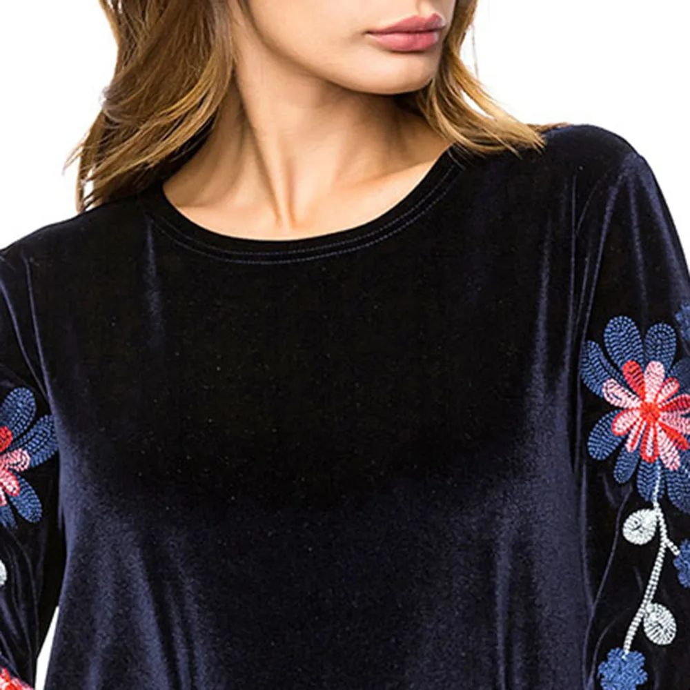 Элегантные Бархатные платья с цветочной вышивкой мусульманские простые