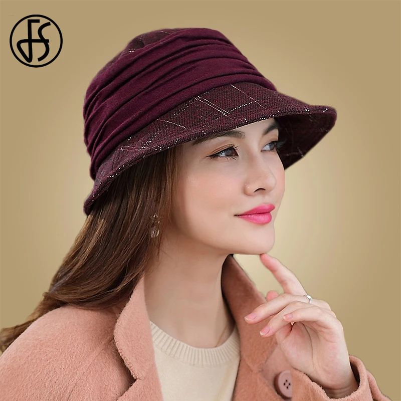 Женская винтажная фетровая шляпа FS черная серая или красная в британском стиле