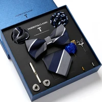 new style high grade festive present 7 5 cm tie set pocket squares cufflink bowtie necktie box men suit accessories wedding gift