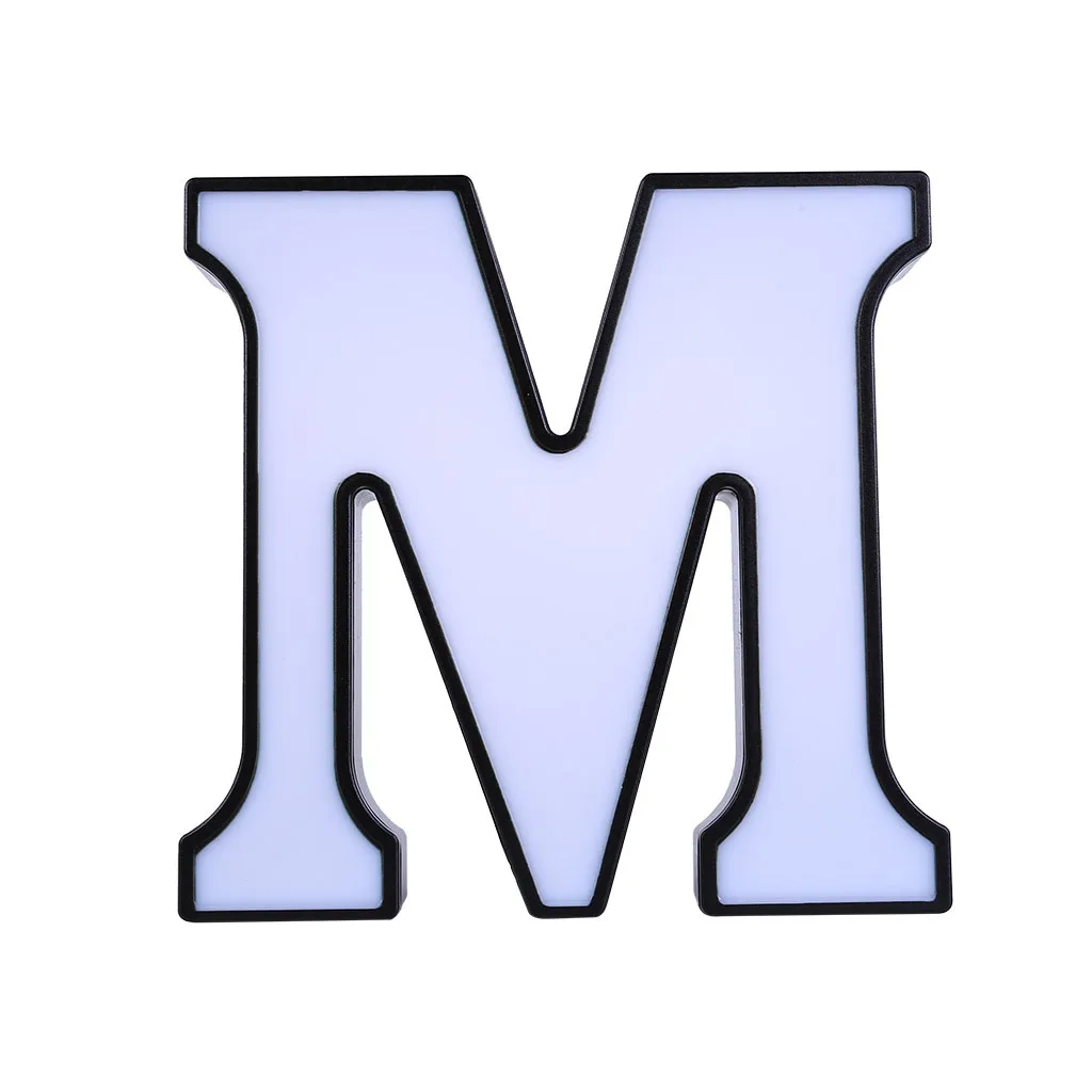 M DIY 26 букв светодиодный ночник английский Marquee знак Алфавит 3D Настенный ночник t домашний Свадебный день рождения Жених - Цвет: M