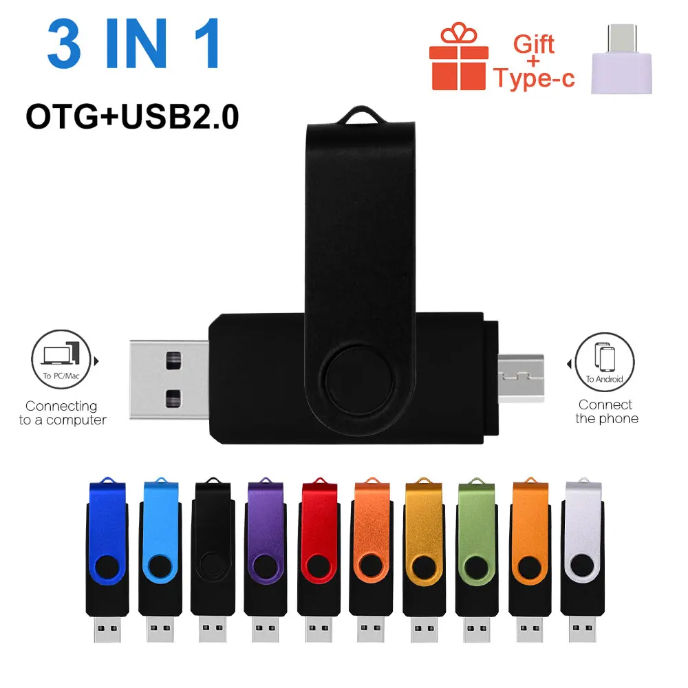 10 шт./лот Бесплатная Пользовательский логотип OTG USB2.0 флеш накопитель 4 ГБ 8 16 32 64 3 в