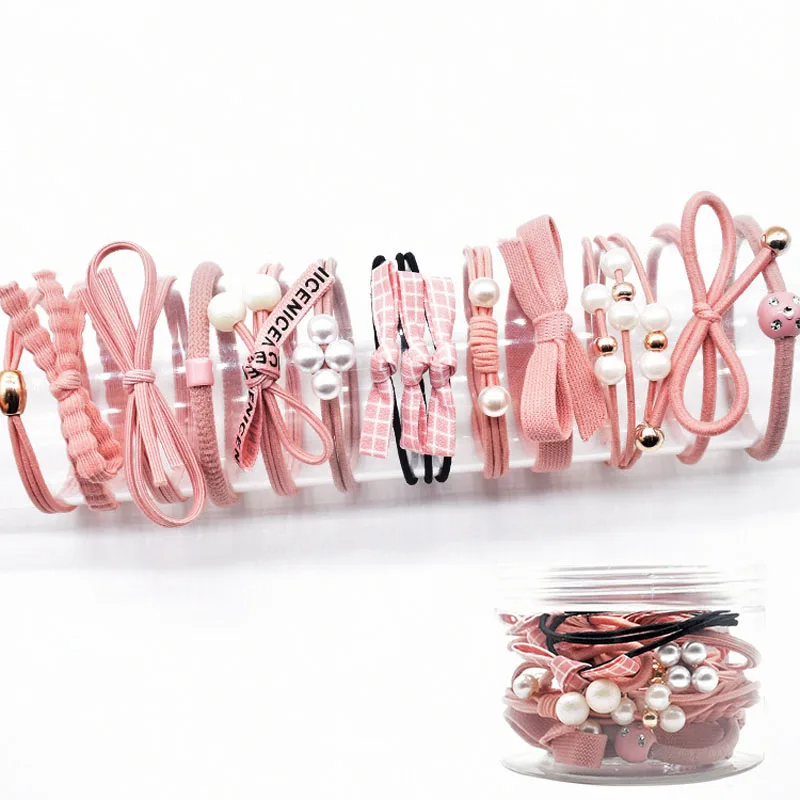 

YVLAH 12Ps/Set New Hair Ring Colorful Rubber Band Sweet Head Rope For Women Girl
