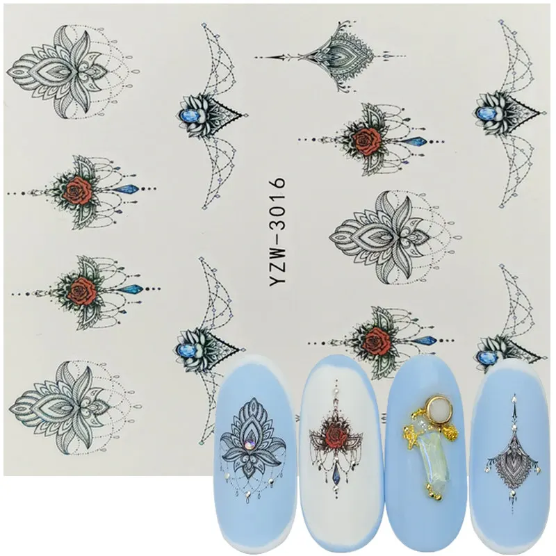 1pcs Nail Art Water Decals Butterfly Flower Blue Designs for Women Full Cover Sticker Decor Watermark Slider Summer Tips | Красота и