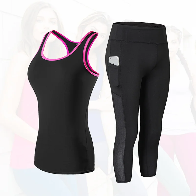 

Vrouwen Fitness Kleding Sport T-shirt Leggings 2 Stuk Sets Ademend Yoga Set Sportkleding Running Workout Kleding Voor Vrouwen