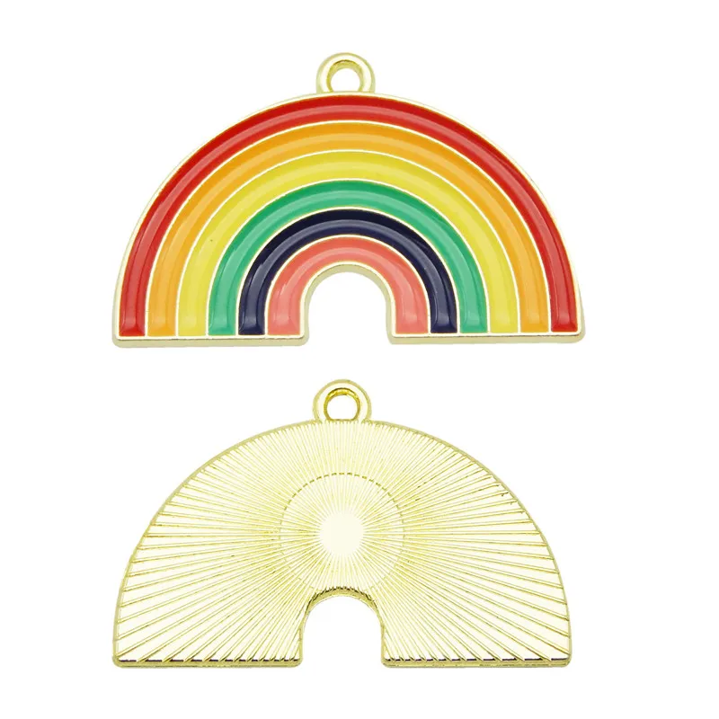 

Julie Wang 4PCS Enamel Rainbow Charms Alloy Colorful Gold Tone Rainbow Pendants Bracelet Jewelry Making Accessory