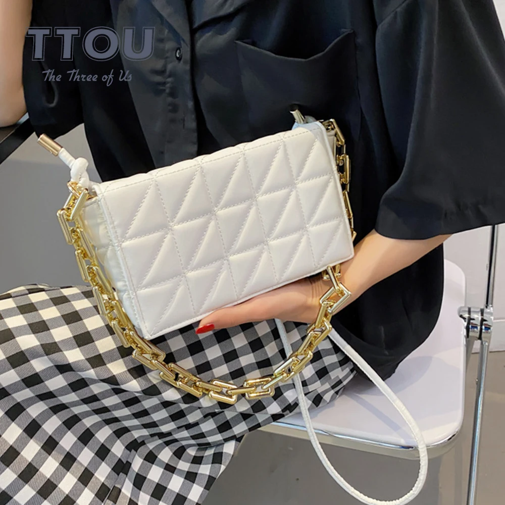 

Plaid Pattern Quilted PU Leather Female Shoulder Bags Women's Brand Golden Chain Flap Crossbody Bags Fashion Trendy Lady Handbag