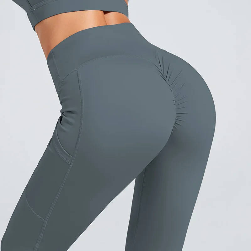 Женские спортивные Леггинсы пуш ап однотонные нейлоновые леггинсы с высокой