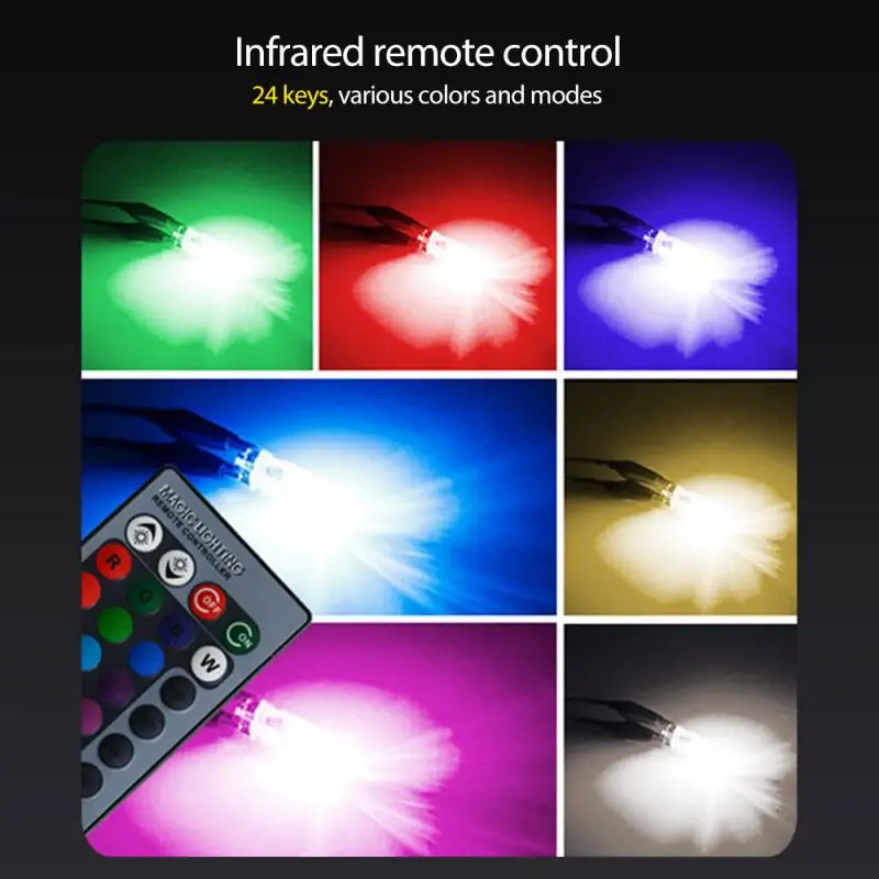 2x RGB Remote Control Car LED Light T10 5050 6SMD Colorful Multi Mode Bulbs With Controller Parking lamp | Автомобили и мотоциклы