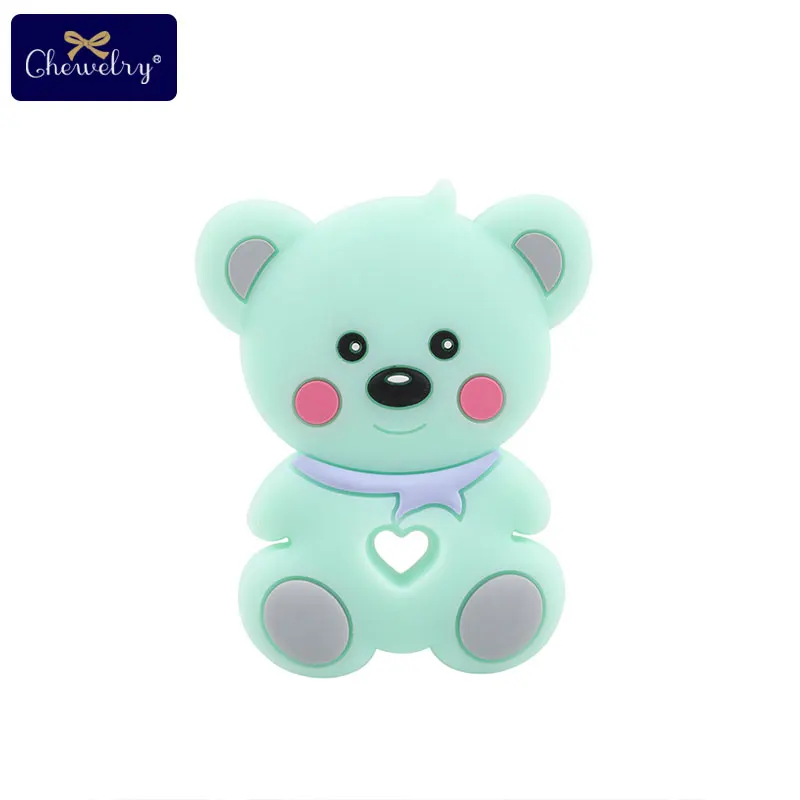 Mint 1 шт. BPA бесплатно Teddy Bear зубной прорезыватель для малышей силиконовый мультфильм животных грызунов Прорезыватель для зубов для младенцев Ожерелье Подвеска для детей игрушки - Цвет: Mint