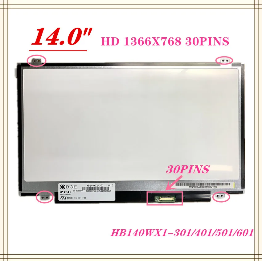 

14.0" led laptop lcd screen LTNAT31 LP140WH8-TPA1 HB140WX1-401 NT140WHM-N31 LP140WH2 TPS1 for laptop CZ410 U430P M4450 E440 E40