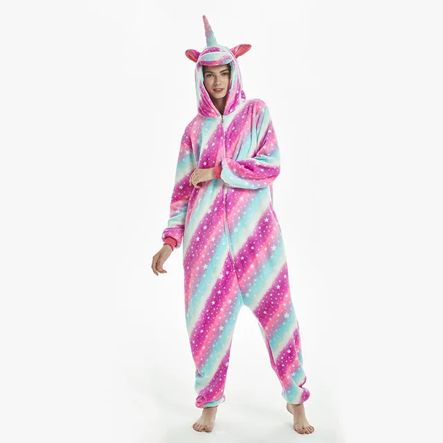 14 Кигуруми золотые крылья Единорог Пижама-комбинезон licorne Animal unicornio Длинные рукава с капюшоном Комбинезоны для взрослых фланелевая теплая одежда для сна - Цвет: 14