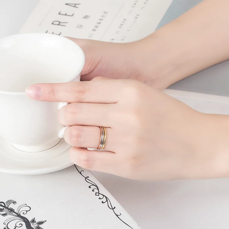 Аутентичные розового золота из тонкой круг кольца для женщин 2020 новый тренд 100% 925