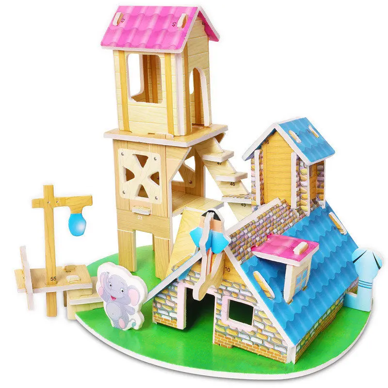 D DIY креативные 3D головоломки Развивающие игрушки DIY Дом ручной работы модель автомобиля головоломка игрушка упражнения логика мышление способность подарок детям - Цвет: D