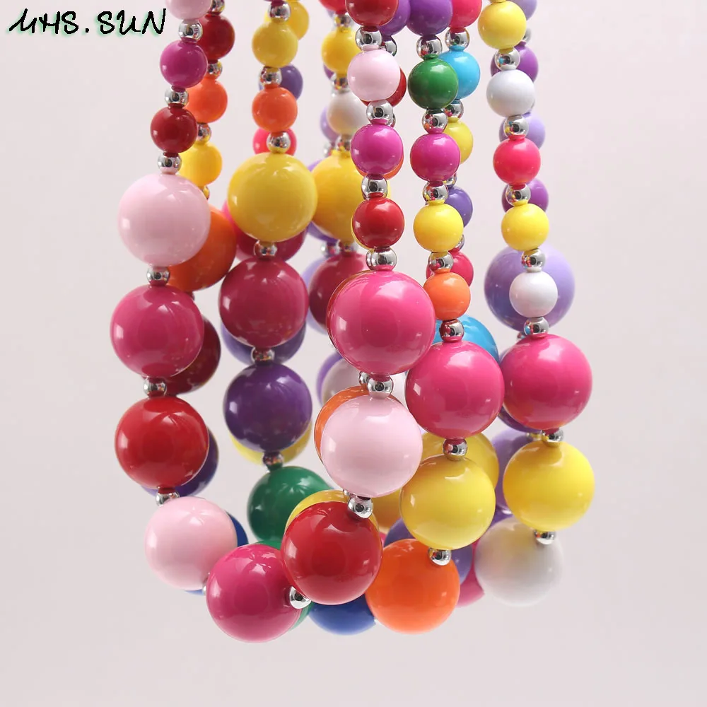 Модное детское ожерелье MHS.SUN с крупными цветными бусинами для девочек и