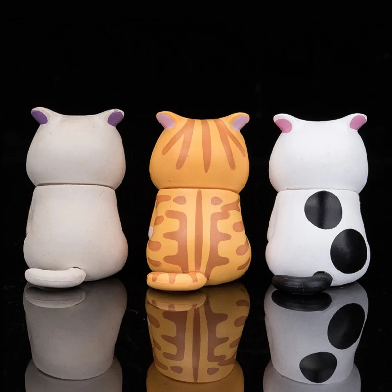 

3D Cartoon Doll Model Cover Face Cat Figurines Miniatures Desktop Sculpture Ornament Home Decor Realistic Animals Dolls Toys