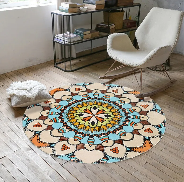Этнический Boho напольный коврик для гардеробной и ковры коврик для йоги с мандалой Хиппи Мандала нескользящий круглый ковер для гостиной