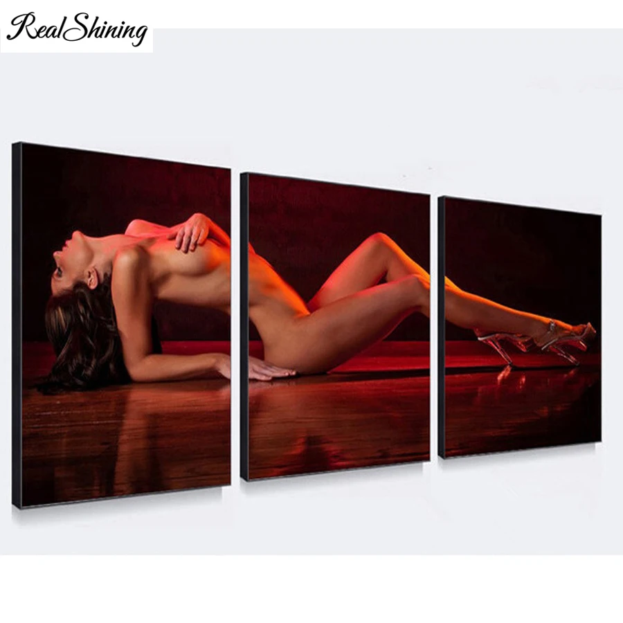 3 Pieces Set Sexy Girl diamond mosaic full round square diy 5d diamond painting diamond embroidery rhinestone triptych FS7210