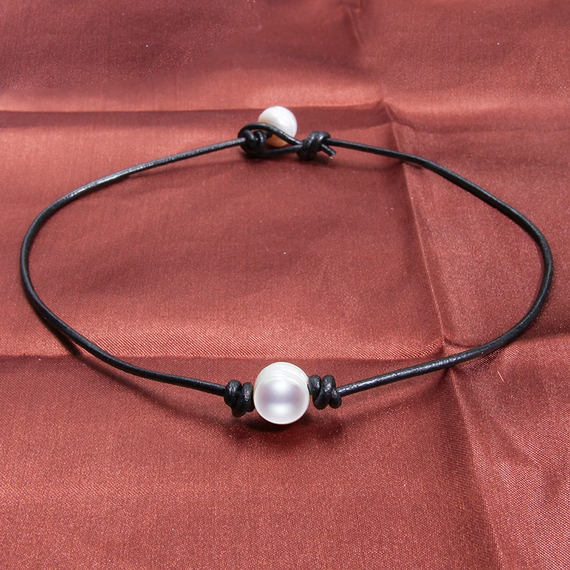 Жемчужное ожерелье-чокер для женщин кожаная искусственная кожа | Украшения и