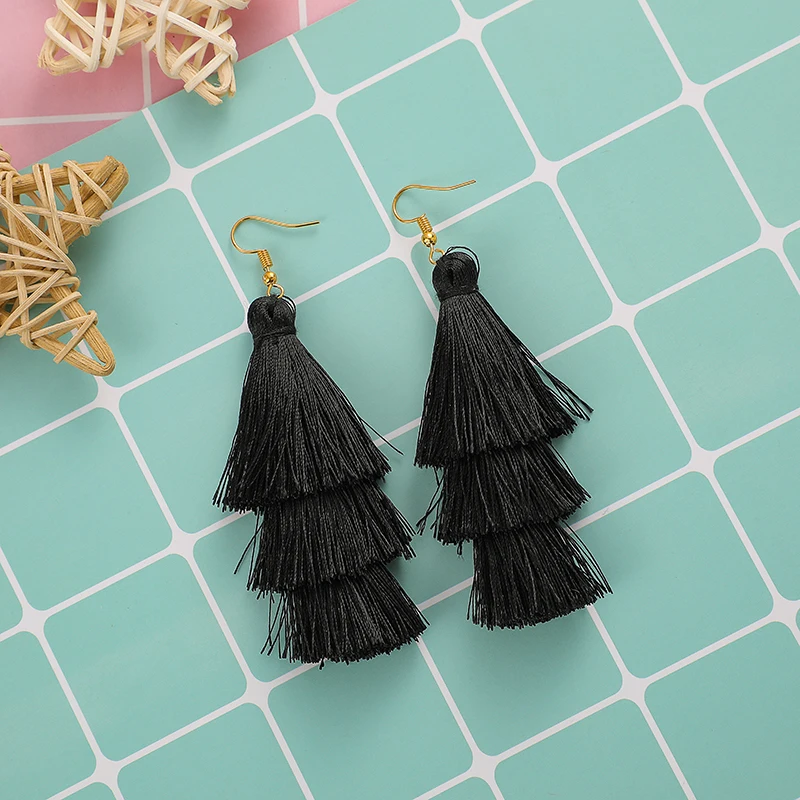 X-ROYAL 3 Слоистые богемные Роскошные массивные Серьги-кисточки Boho модные ювелирные изделия женские длинные висячие серьги