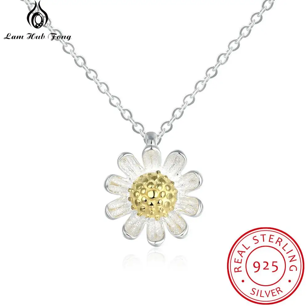 

Fashion Daisy Flower Necklaces 925 Sterling Silver Necklaces for Women Korean Style Summer Jewelry Gift for Girls (Lam Hub Fong)