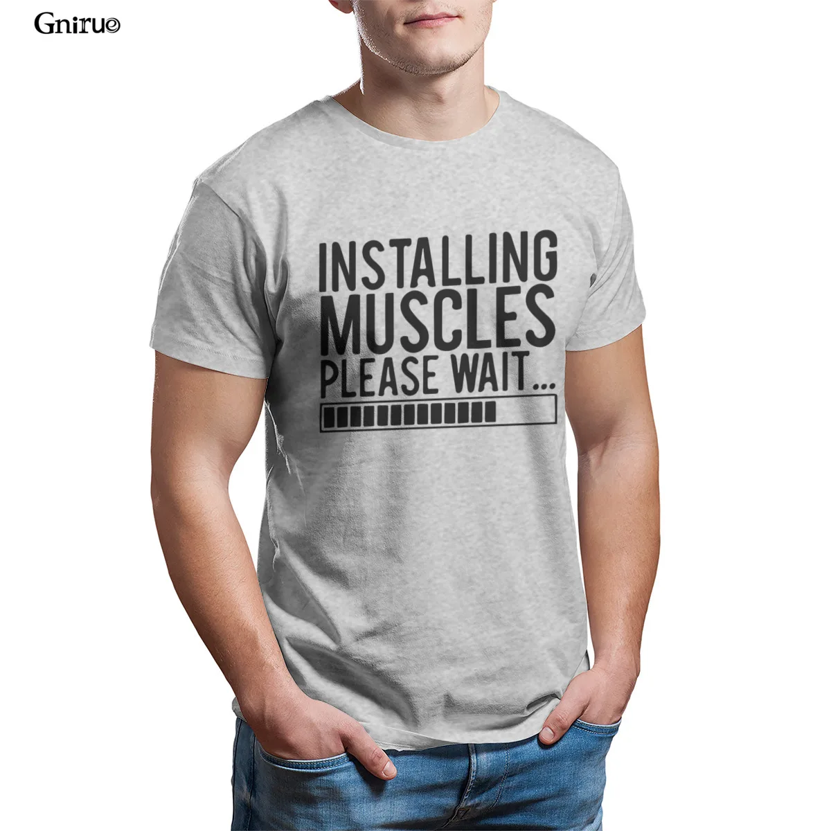 

Wholesale INSTALLING MUSCLES PLEASE WAIT Unisex Super Soft T-Shirt Oversized Woman 90s For Boy Mens Clothes 101140